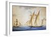 Xebec and French Bombarding, Watercolor, 19th Century-null-Framed Giclee Print