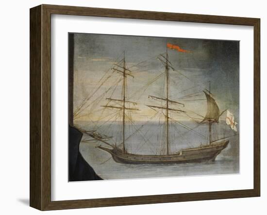 Xebec with Poplar Frame from Genoese Navy, Detail from Portrait of Captain De Andreis-null-Framed Giclee Print