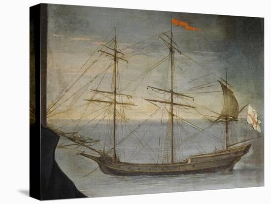 Xebec with Poplar Frame from Genoese Navy, Detail from Portrait of Captain De Andreis-null-Stretched Canvas