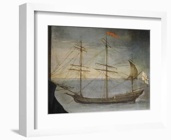 Xebec with Poplar Frame from Genoese Navy, Detail from Portrait of Captain De Andreis-null-Framed Giclee Print