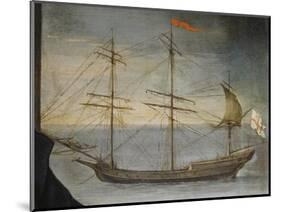 Xebec with Poplar Frame from Genoese Navy, Detail from Portrait of Captain De Andreis-null-Mounted Giclee Print