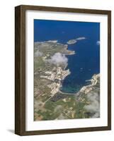 Xemxija Bay on Malta in bird's-eye view-enricocacciafotografie-Framed Photographic Print