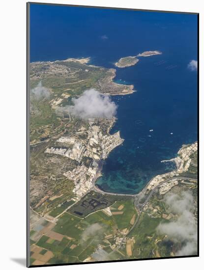 Xemxija Bay on Malta in bird's-eye view-enricocacciafotografie-Mounted Photographic Print