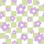 Flower Power with Check Seamless Repeat Pattern.-XenKus-Stretched Canvas