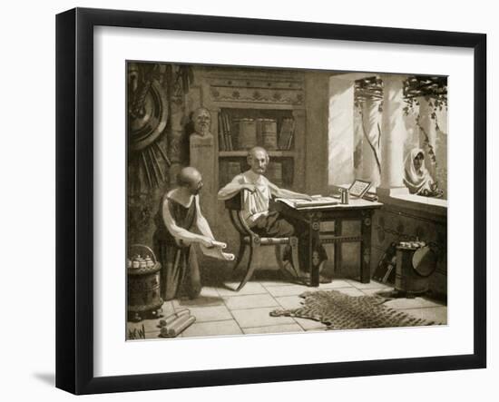 Xenophon Dictating His History, Illustration from 'Hutchinson's History of the Nations', 1915-A.C. Weatherstone-Framed Giclee Print