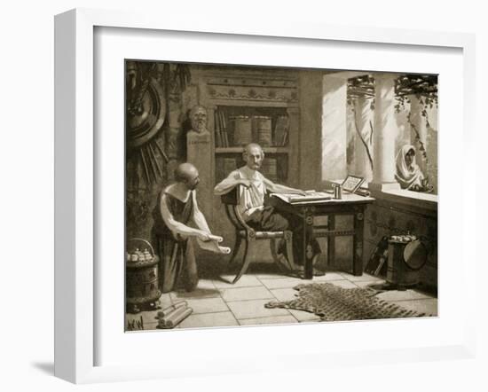Xenophon Dictating His History, Illustration from 'Hutchinson's History of the Nations', 1915-A.C. Weatherstone-Framed Giclee Print