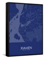 Xiamen, China Blue Map-null-Framed Stretched Canvas