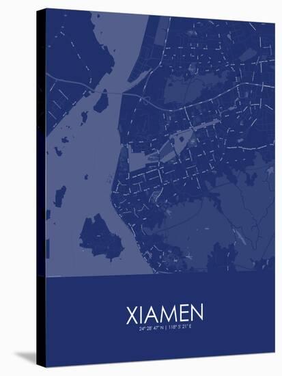 Xiamen, China Blue Map-null-Stretched Canvas