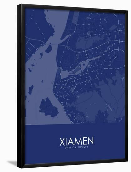 Xiamen, China Blue Map-null-Framed Poster