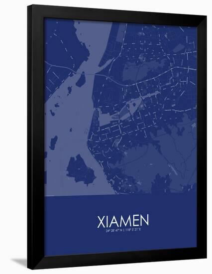 Xiamen, China Blue Map-null-Framed Poster