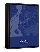 Xiamen, China Blue Map-null-Framed Stretched Canvas