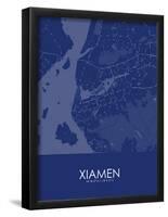 Xiamen, China Blue Map-null-Framed Poster