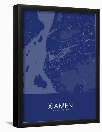 Xiamen, China Blue Map-null-Framed Poster