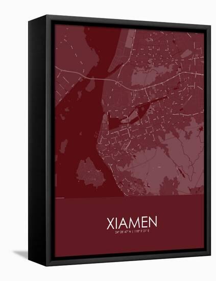 Xiamen, China Red Map-null-Framed Stretched Canvas