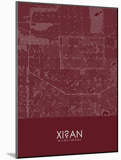 Xian, China Red Map-null-Mounted Poster