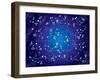 XII Constellations of Zodiac (Ultraviolet Blueprint Version)-Green Ocean-Framed Art Print