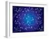 XII Constellations of Zodiac (Ultraviolet Blueprint Version)-Green Ocean-Framed Art Print