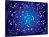 XII Constellations of Zodiac (Ultraviolet Blueprint Version)-Green Ocean-Stretched Canvas