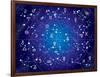 XII Constellations of Zodiac (Ultraviolet Blueprint Version)-Green Ocean-Framed Art Print