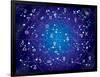 XII Constellations of Zodiac (Ultraviolet Blueprint Version)-Green Ocean-Framed Art Print