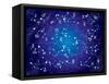 XII Constellations of Zodiac (Ultraviolet Blueprint Version)-Green Ocean-Framed Stretched Canvas