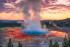 Grand Prismatic Spring Sunrise, Yellowstone National Park, WY-XIN WANG-Mounted Photographic Print