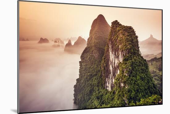 Xingping, Guilin, China Karst Mountains Landscape.-Sean Pavone-Mounted Photographic Print