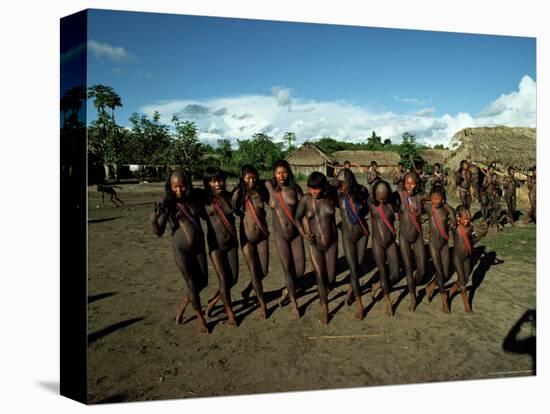 Xingu Dance, Brazil, South America-Claire Leimbach-Stretched Canvas