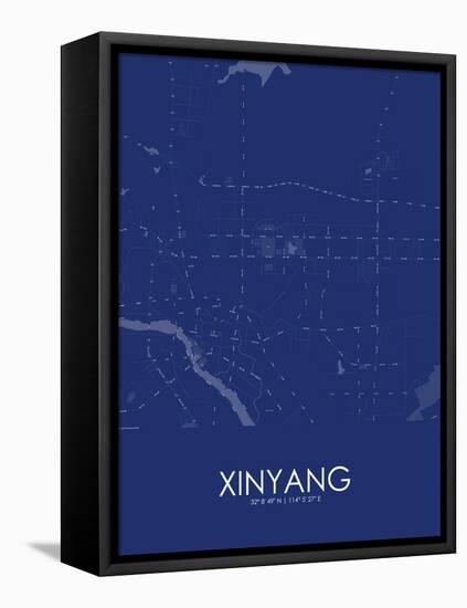 Xinyang, China Blue Map-null-Framed Stretched Canvas
