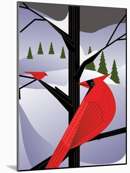 Xmas Cardinals-Marie Sansone-Mounted Giclee Print