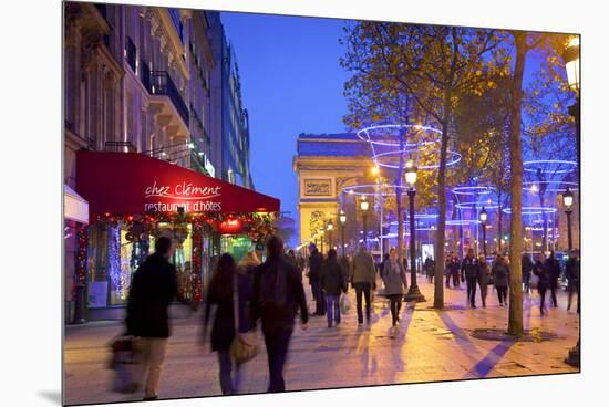 Xmas Decorations on Avenue Des Champs-Elysees with Arc De Triomphe in Background, Paris, France-Neil Farrin-Mounted Premium Photographic Print