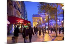 Xmas Decorations on Avenue Des Champs-Elysees with Arc De Triomphe in Background, Paris, France-Neil Farrin-Mounted Premium Photographic Print