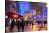 Xmas Decorations on Avenue Des Champs-Elysees with Arc De Triomphe in Background, Paris, France-Neil Farrin-Stretched Canvas