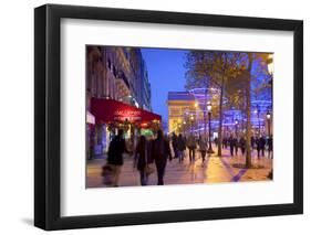 Xmas Decorations on Avenue Des Champs-Elysees with Arc De Triomphe in Background, Paris, France-Neil Farrin-Framed Photographic Print