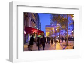 Xmas Decorations on Avenue Des Champs-Elysees with Arc De Triomphe in Background, Paris, France-Neil Farrin-Framed Photographic Print