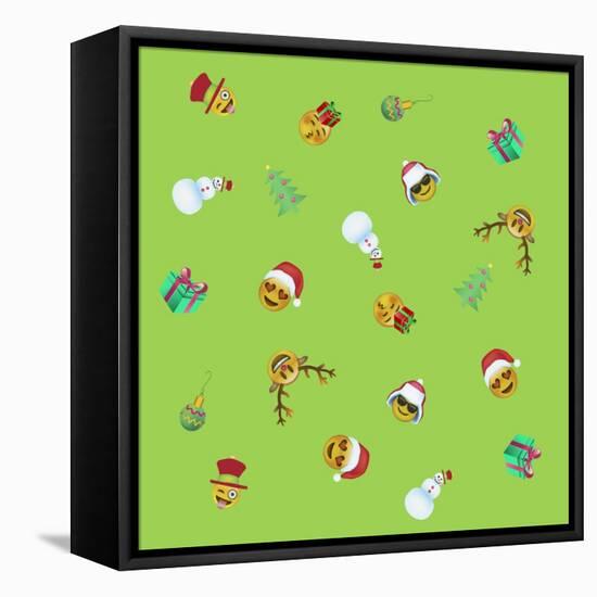 Xmas Emojis Mini Scramble-Ali Lynne-Framed Stretched Canvas