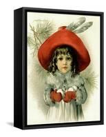 Xmas Girl with Snowballs-Vintage Apple Collection-Framed Stretched Canvas