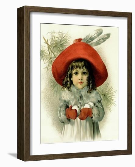 Xmas Girl with Snowballs-Vintage Apple Collection-Framed Giclee Print