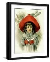 Xmas Girl with Snowballs-Vintage Apple Collection-Framed Giclee Print