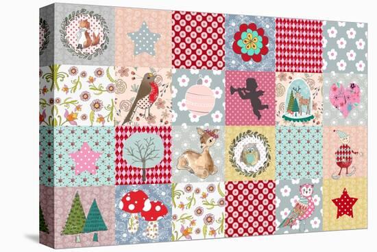 Xmas Patchwork-Effie Zafiropoulou-Stretched Canvas