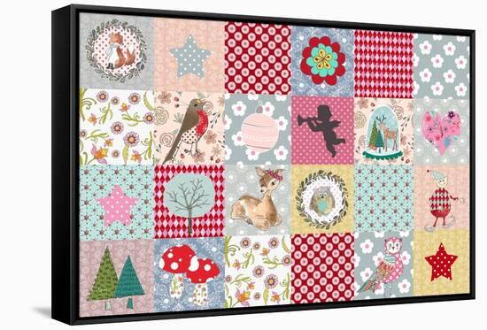 Xmas Patchwork-Effie Zafiropoulou-Framed Stretched Canvas