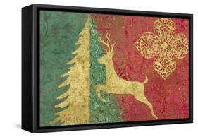 Xmas Tree and Deer-Cora Niele-Framed Stretched Canvas