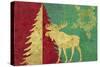 Xmas Tree and Moose-Cora Niele-Stretched Canvas