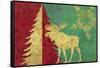 Xmas Tree and Moose-Cora Niele-Framed Stretched Canvas