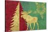 Xmas Tree and Moose-Cora Niele-Stretched Canvas