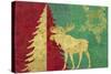 Xmas Tree and Moose-Cora Niele-Stretched Canvas