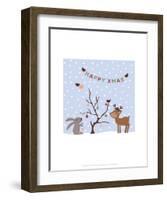 Xmas Tree Friends- Happy Xmas - Wink Designs Contemporary Print-Michelle Lancaster-Framed Art Print