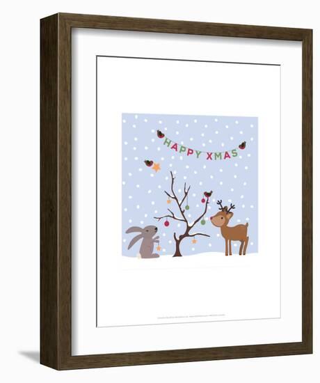 Xmas Tree Friends- Happy Xmas - Wink Designs Contemporary Print-Michelle Lancaster-Framed Art Print