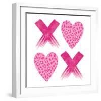 XOXO Pink Leopard-Jennifer McCully-Framed Art Print