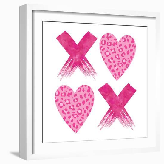 XOXO Pink Leopard-Jennifer McCully-Framed Art Print